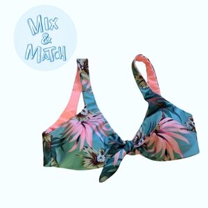 NWOT Tropical Tie Front Bikini Top (Reversible)